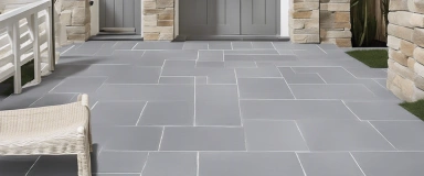 Classic Thermal Bluestone Pavers with a smooth, uniform surface and rich blue-gray color, ideal for creating elegant and durable outdoor patios and walkways.