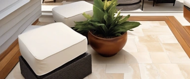 Cape Sands Travertine Pavers displaying a soft beige hue with natural veining and a textured surface, ideal for adding a touch of elegance to outdoor patios and walkways